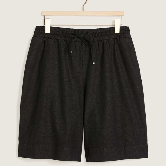 ADDITION Elle Linen Blend Pull-On Bermuda Shorts Black Size 2X - Picture 16 of 16